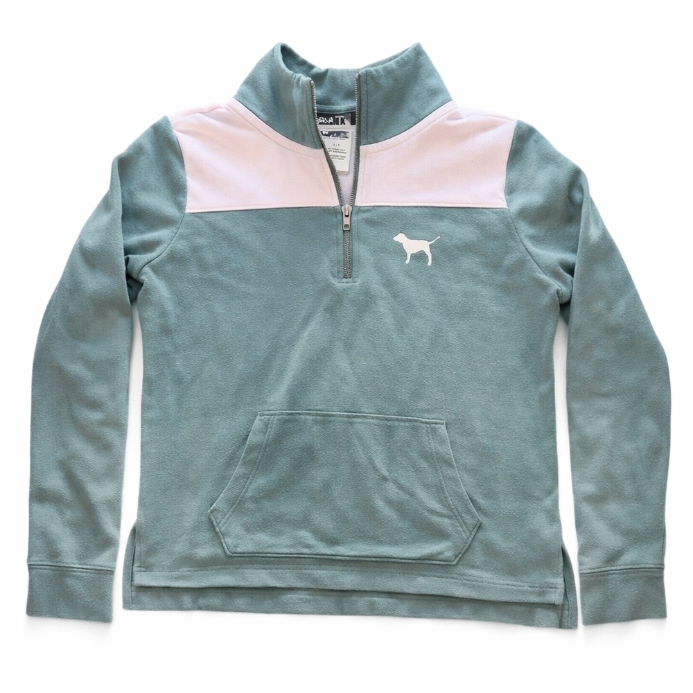 Victoria’s Secret PINK Sage Green Half Zip Pullover Sweatshirt Small